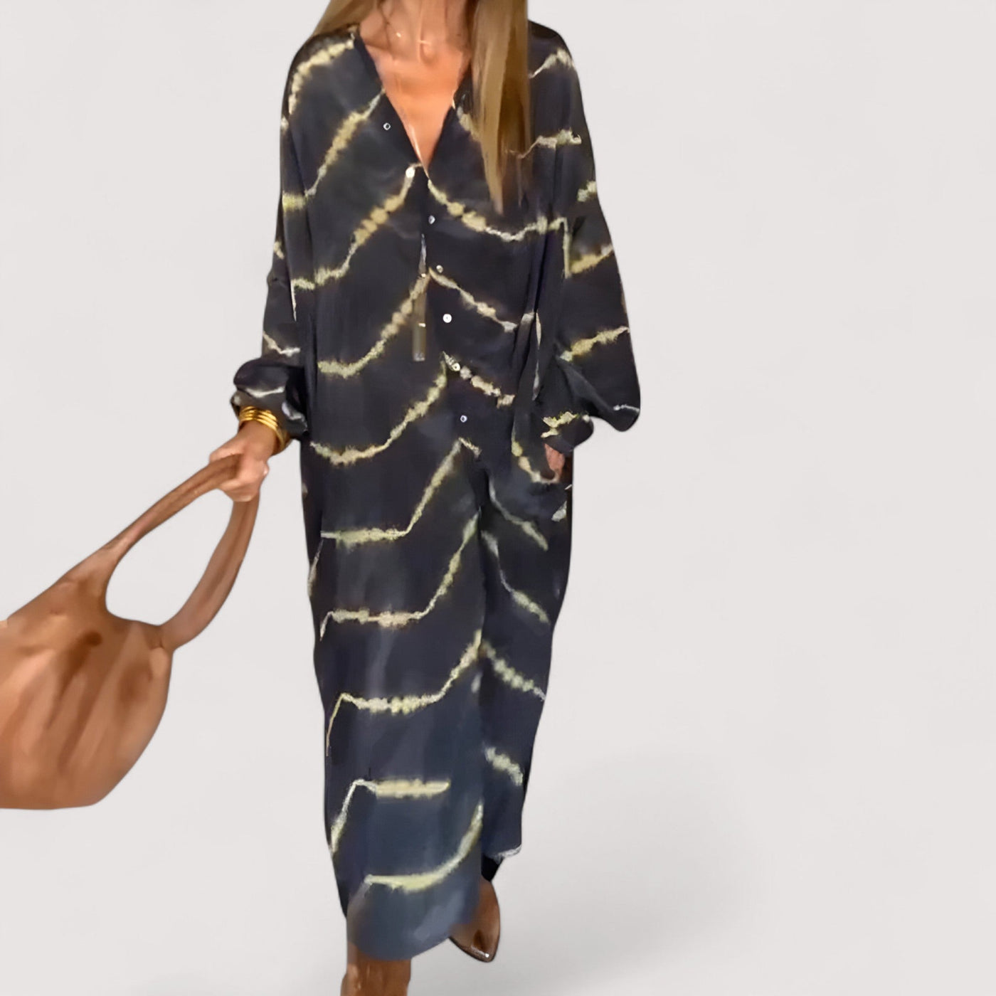 Maren™ | Prugasta maxi haljina