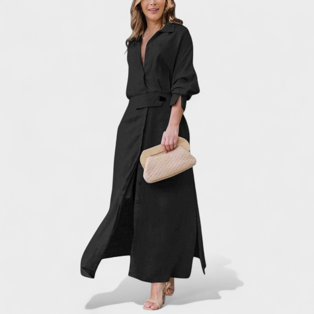 Gordana - Elegantna duga haljina s V-izrezom