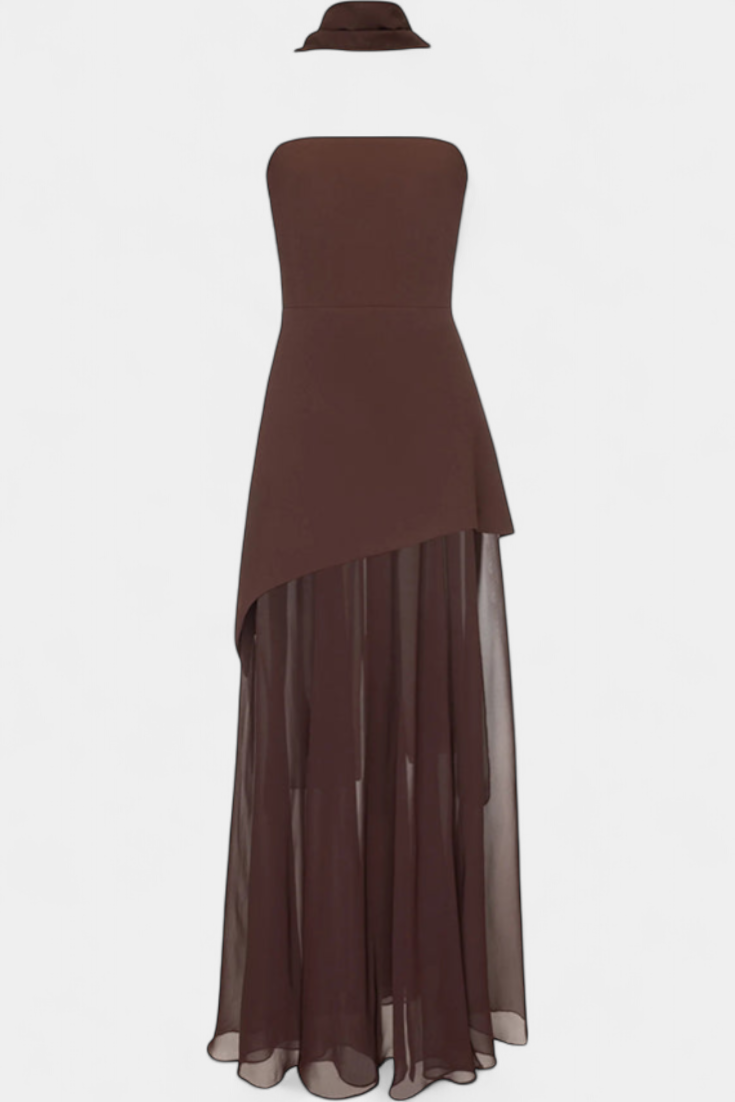 Rajna Maxi Haljina bez Rukava od Chiffona s Bočnim Raskorakom