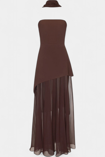 Rajna Maxi Haljina bez Rukava od Chiffona s Bočnim Raskorakom