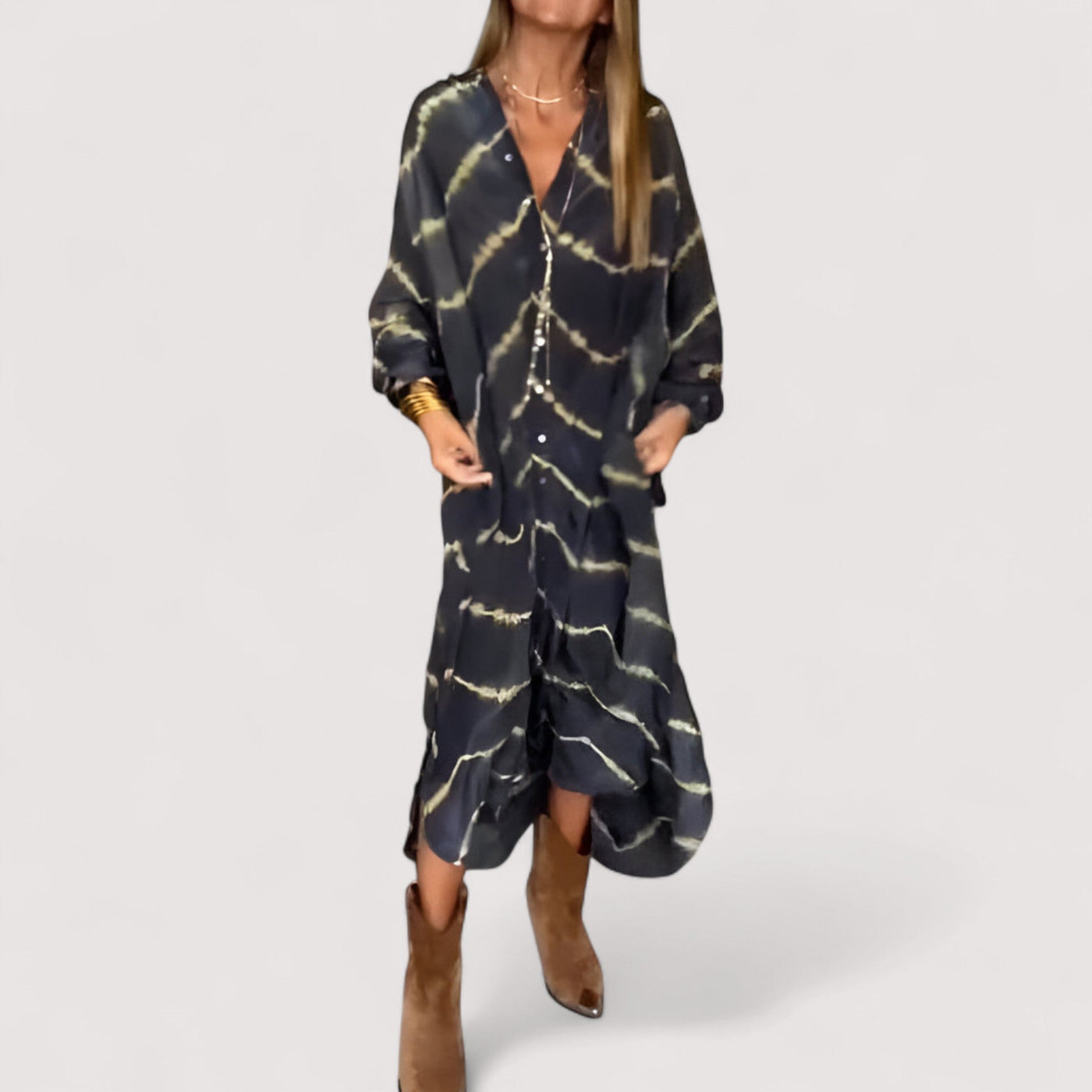 Maren™ | Prugasta maxi haljina