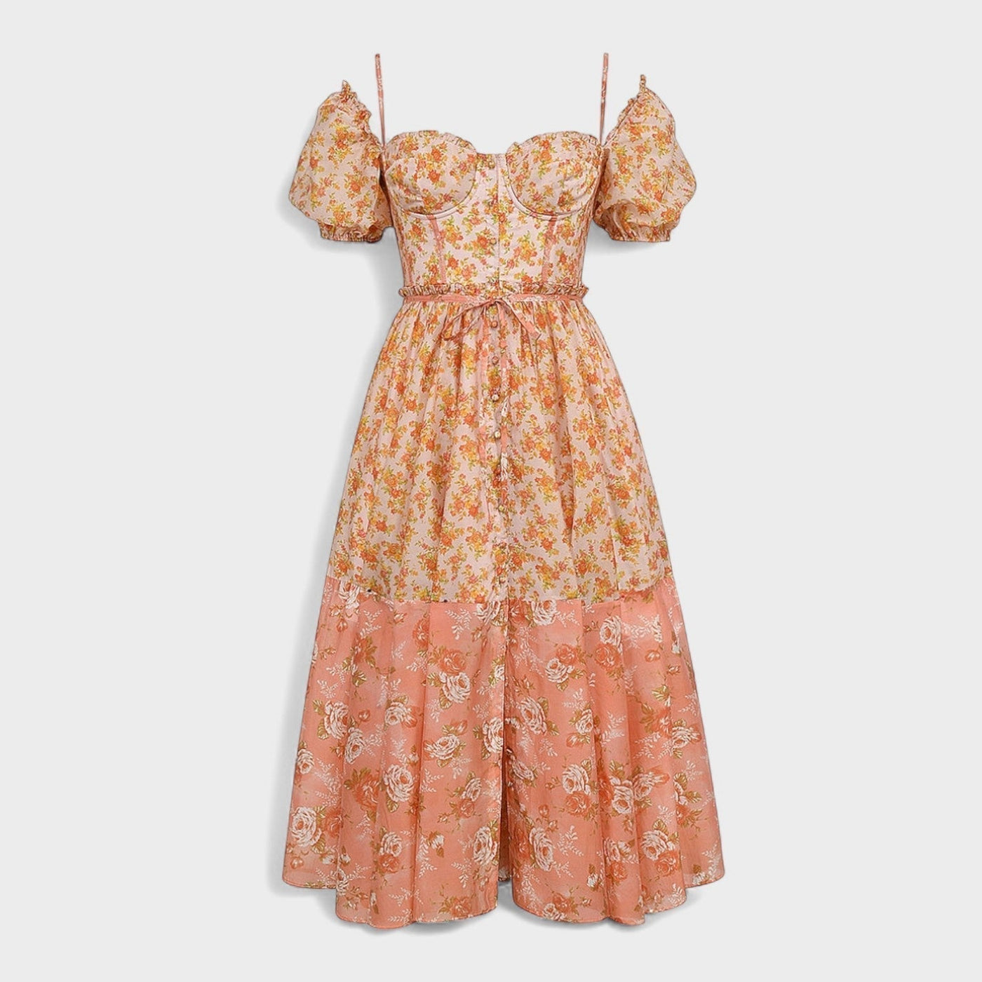 Maja - Cvjetna Haljina u Koraljnoj Boji