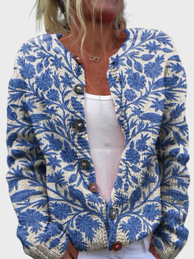 Pletivo prsluk s cvjetnim uzorkom