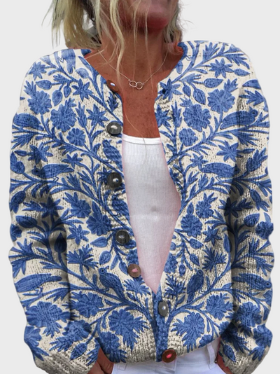 Pletivo prsluk s cvjetnim uzorkom