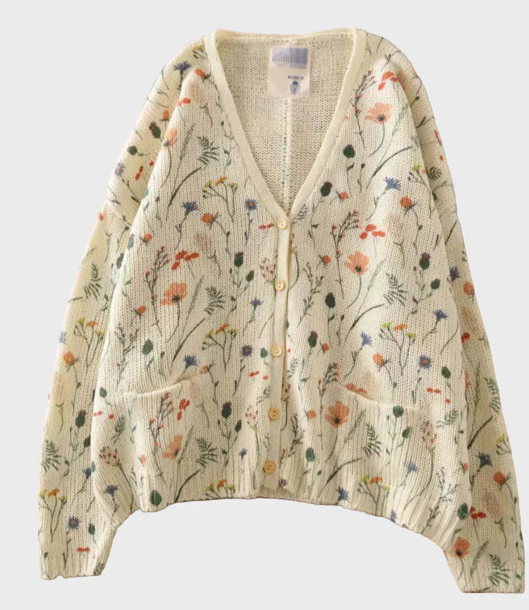 Elegantni Pleteni Prsluk s Cvjetnim Uzorkom