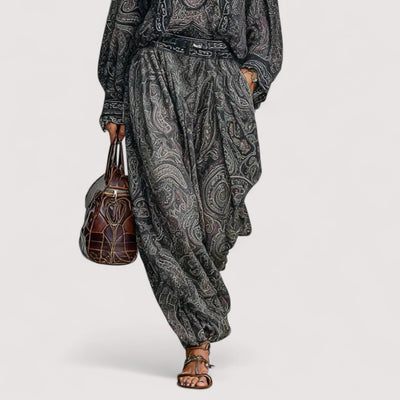 Aveline™ | Vintage set od dva dijela s majicom dugih rukava s Paisley printom i hlačama