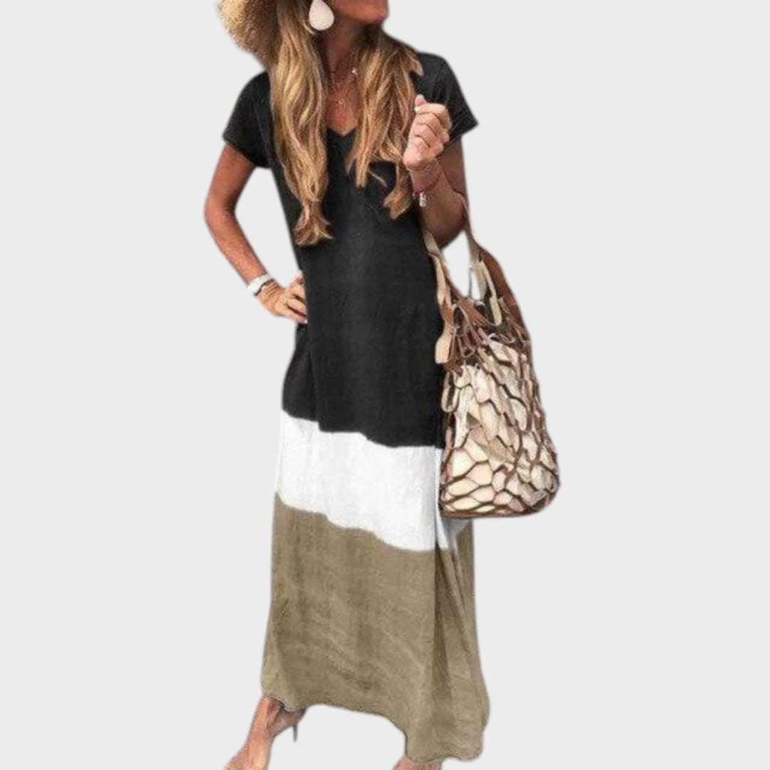 Vanja - Višebojna ležerna boho duga haljina