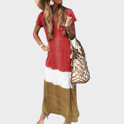 Vanja - Višebojna ležerna boho duga haljina