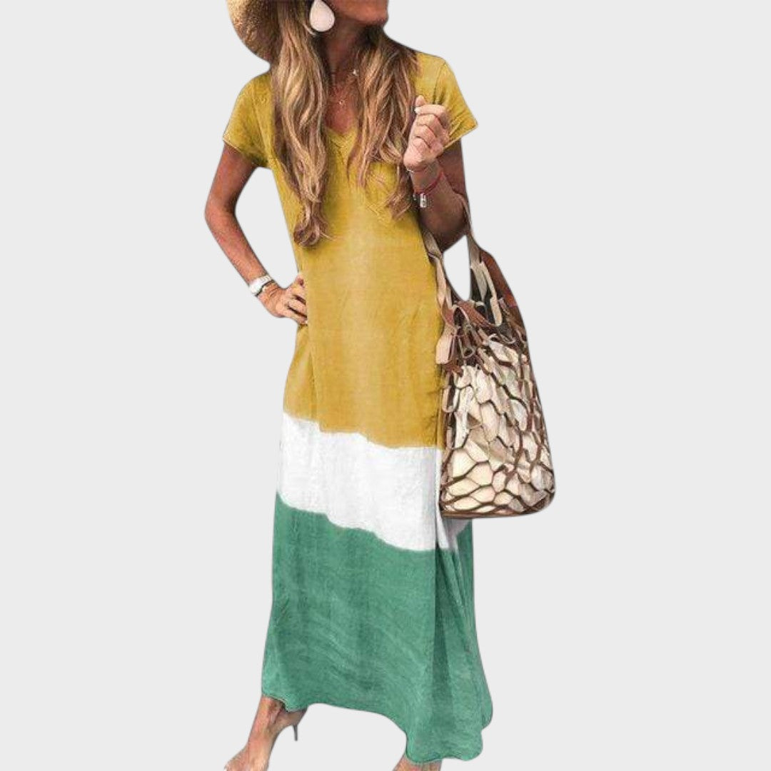 Vanja - Višebojna ležerna boho duga haljina