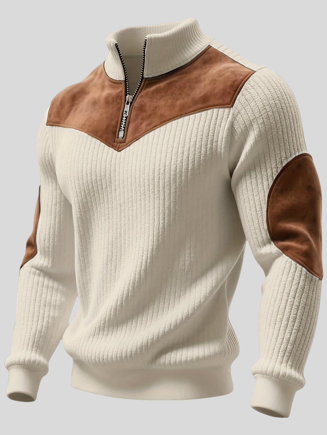 Kortez – Ležerni Pleteni Pulover s Poluzipom