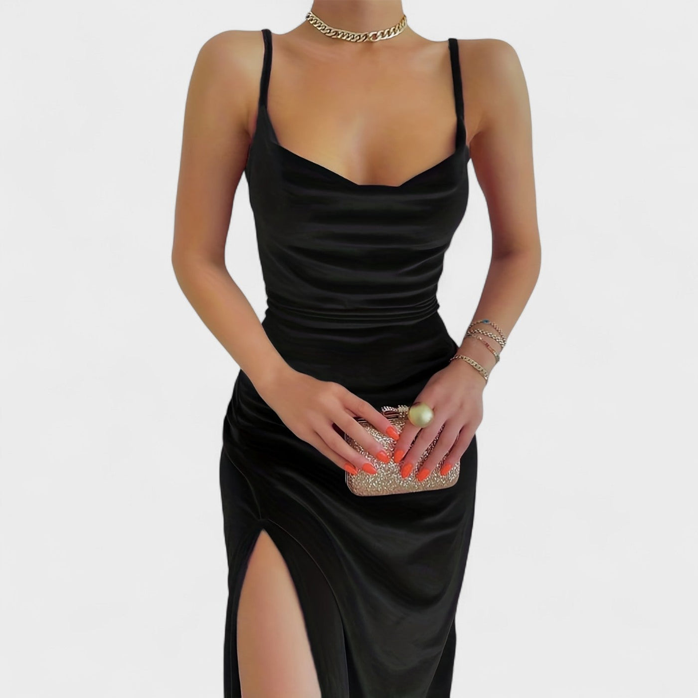 Kristina - Haljina od baršuna s bočnim prorezom