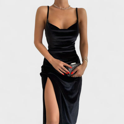 Kristina - Haljina od baršuna s bočnim prorezom