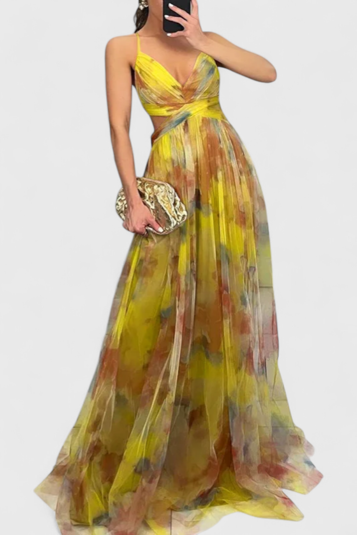 Magdalena Maxi Haljina s Cvjetnim Uzorkom i V-Izrezom