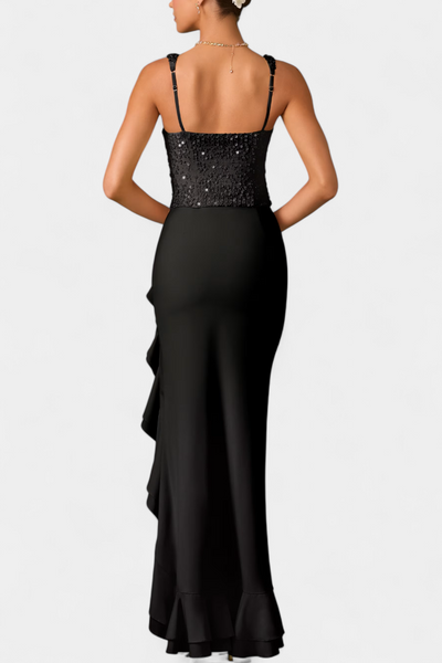 Filipa Midi Haljina s Korsetom i Asimetričnim Volanima