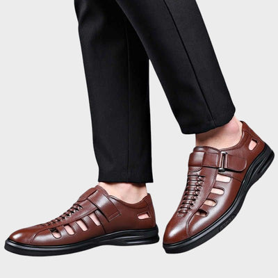 Steffen - Brune športne sandale od prave kože